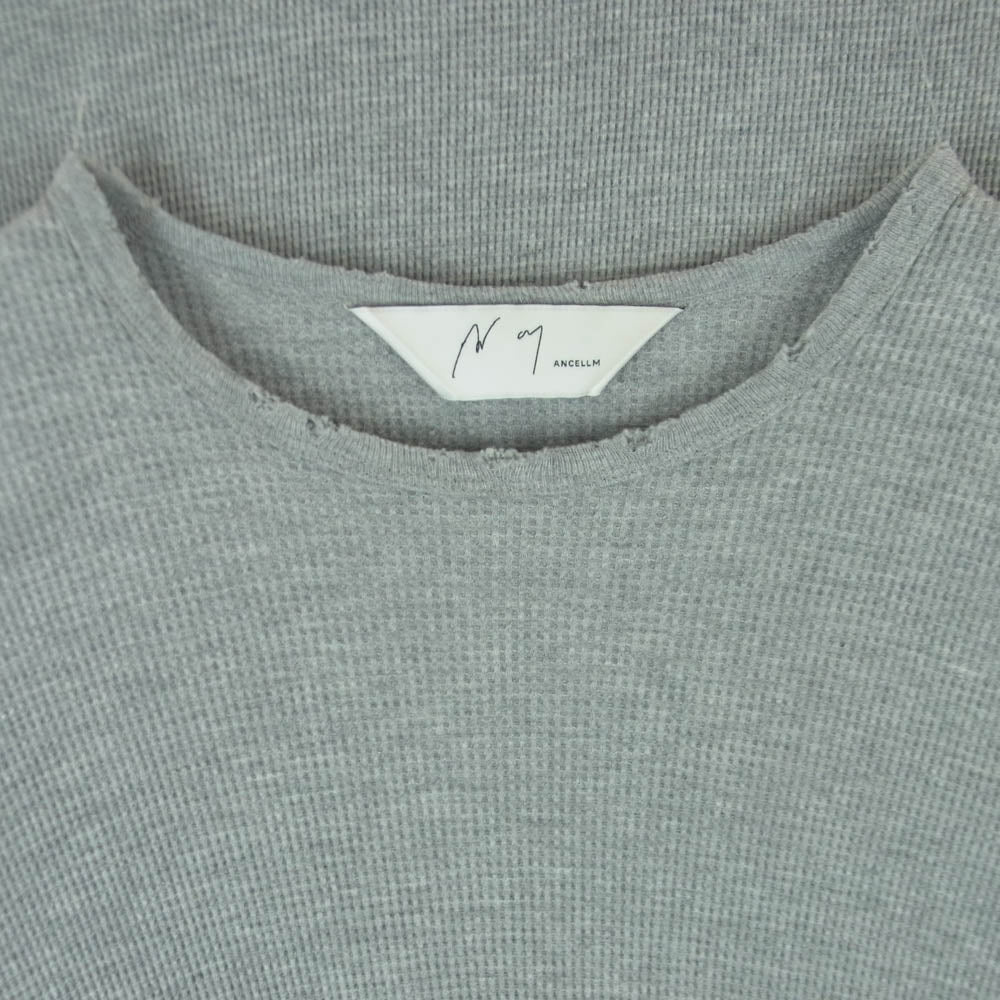 ANCELLM アンセルム ANC-CT101 DAMAGE WAFFLE CREW LS T-SHIRT ダメージ加工 ワッフル クルーネック 長袖 Tシャツ カットソー グレー系 1【中古】