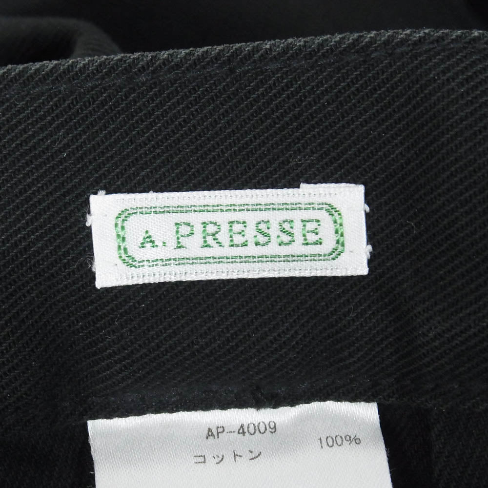 A.PRESSE アプレッセ 26SS AP-4009 USAF Hemmed Bottoms オーガニック強撚糸 フレンチサージ ギャバ ヘム パンツ ブラック系 2【中古】