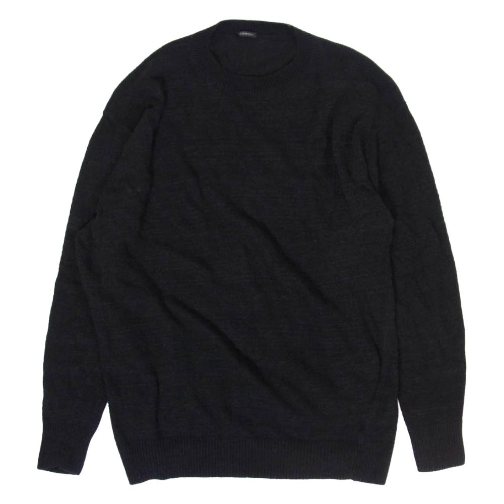 COMOLI コモリ 26SS D01-06007 8G コットン クルーネック ニット ブラック系 3【中古】