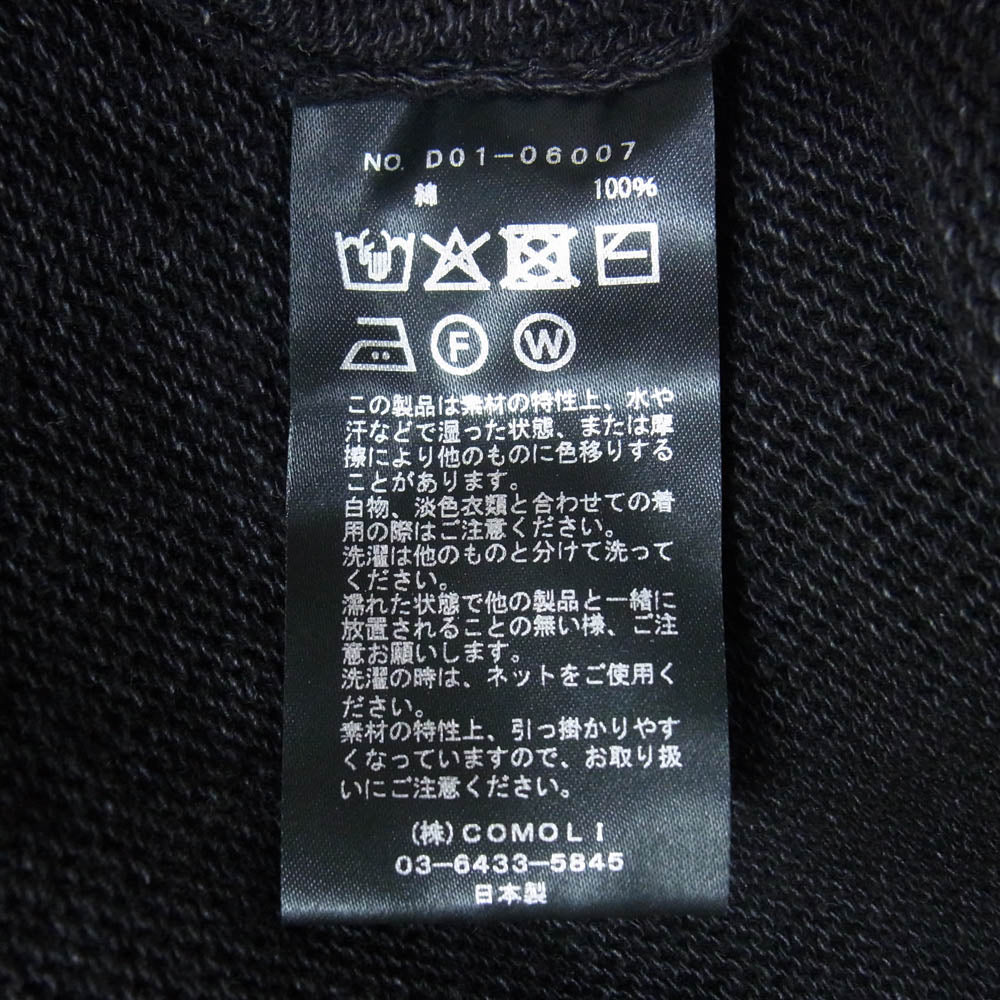 COMOLI コモリ 26SS D01-06007 8G コットン クルーネック ニット ブラック系 3【中古】