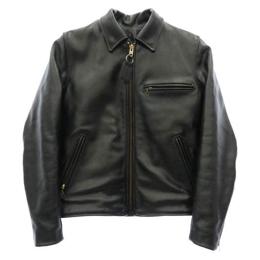VANSON バンソン USA製 9D SINGLE RIDERS JACKET襟付き シングル ライダース ジャケット ブラック系 40【中古】