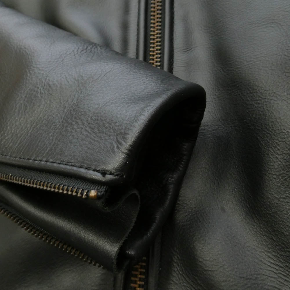VANSON バンソン USA製 9D SINGLE RIDERS JACKET襟付き シングル ライダース ジャケット ブラック系 40【中古】