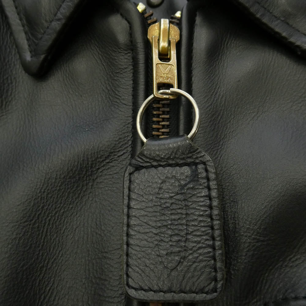 VANSON バンソン USA製 9D SINGLE RIDERS JACKET襟付き シングル ライダース ジャケット ブラック系 40【中古】