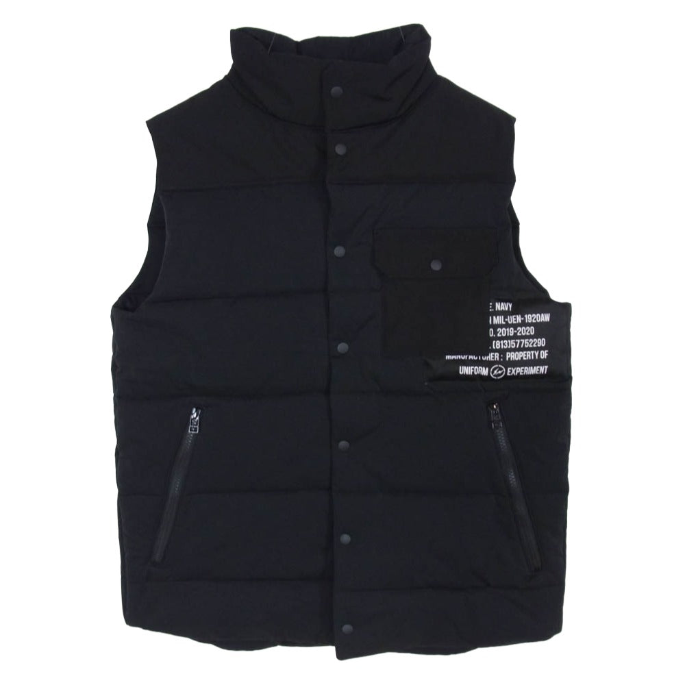 uniform experiment ユニフォームエクスペリメント 19AW UE-192018 PADDED VEST ロゴプリント パデッド 中綿 ベスト ブラック系 2【中古】