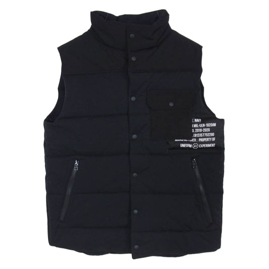 uniform experiment ユニフォームエクスペリメント 19AW UE-192018 PADDED VEST ロゴプリント パデッド 中綿 ベスト ブラック系 2【中古】