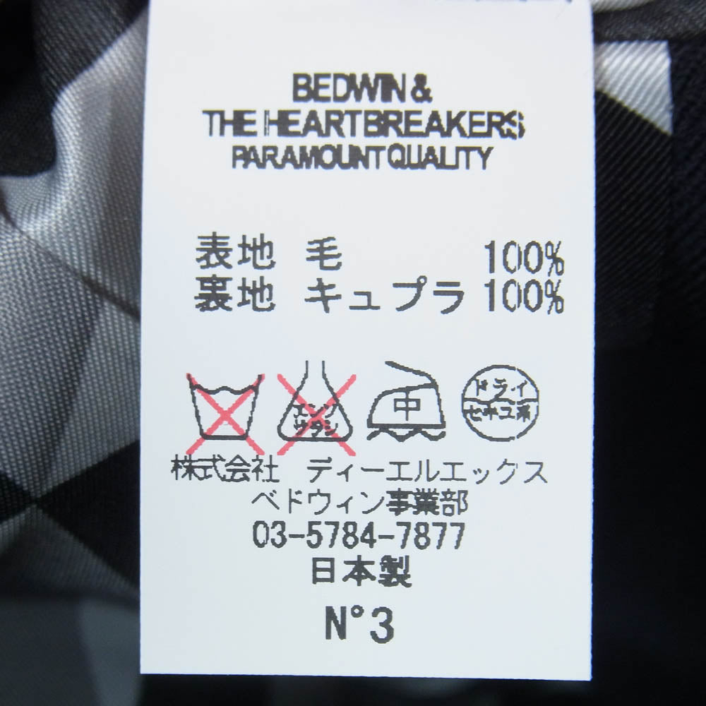 BEDWIN & THE HEARTBREAKERS ベドウィンアンドザハートブレイカーズ 14AW 14AB5335 2B WOOL BLAZER JKT MICHAEL マイケル 2B ウール ブレザー ジャケットマイケル ネイビー系 3【美品】【中古】
