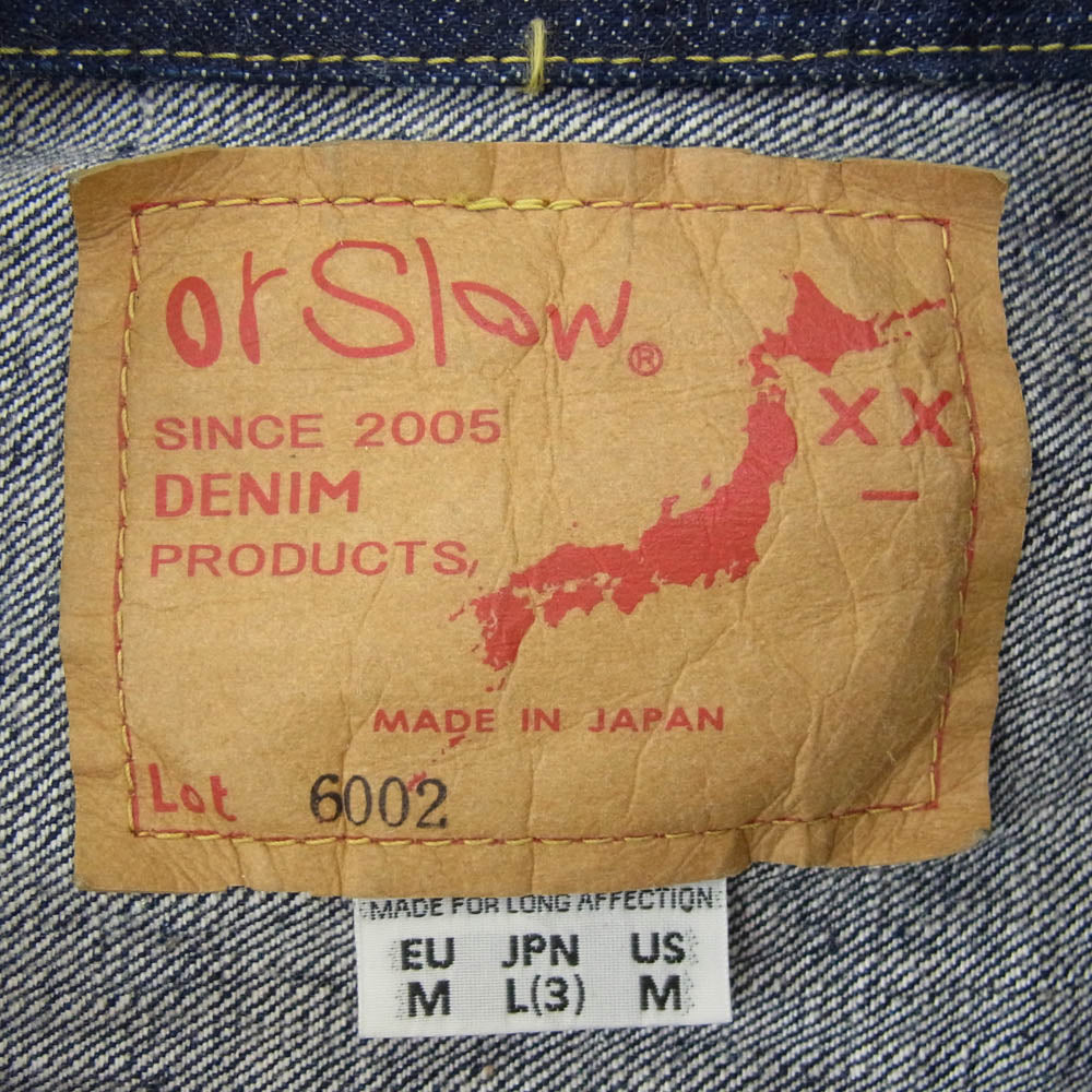 orSlow オアスロウ Lot 6002 2nd セカンドタイプ Gジャン デニムジャケット インディゴブルー系 L【中古】
