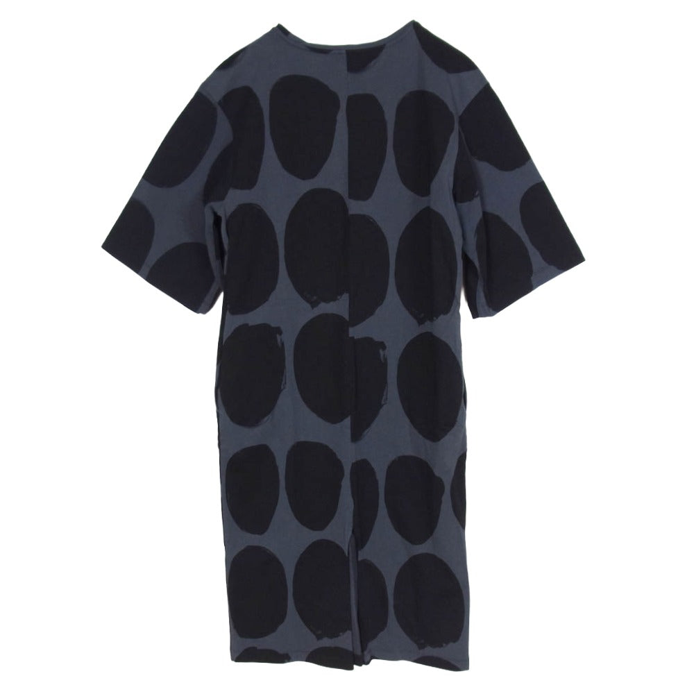 marimekko マリメッコ RANDI KOPPELO 総柄 半袖 ワンピース ダークグレー系 S【中古】