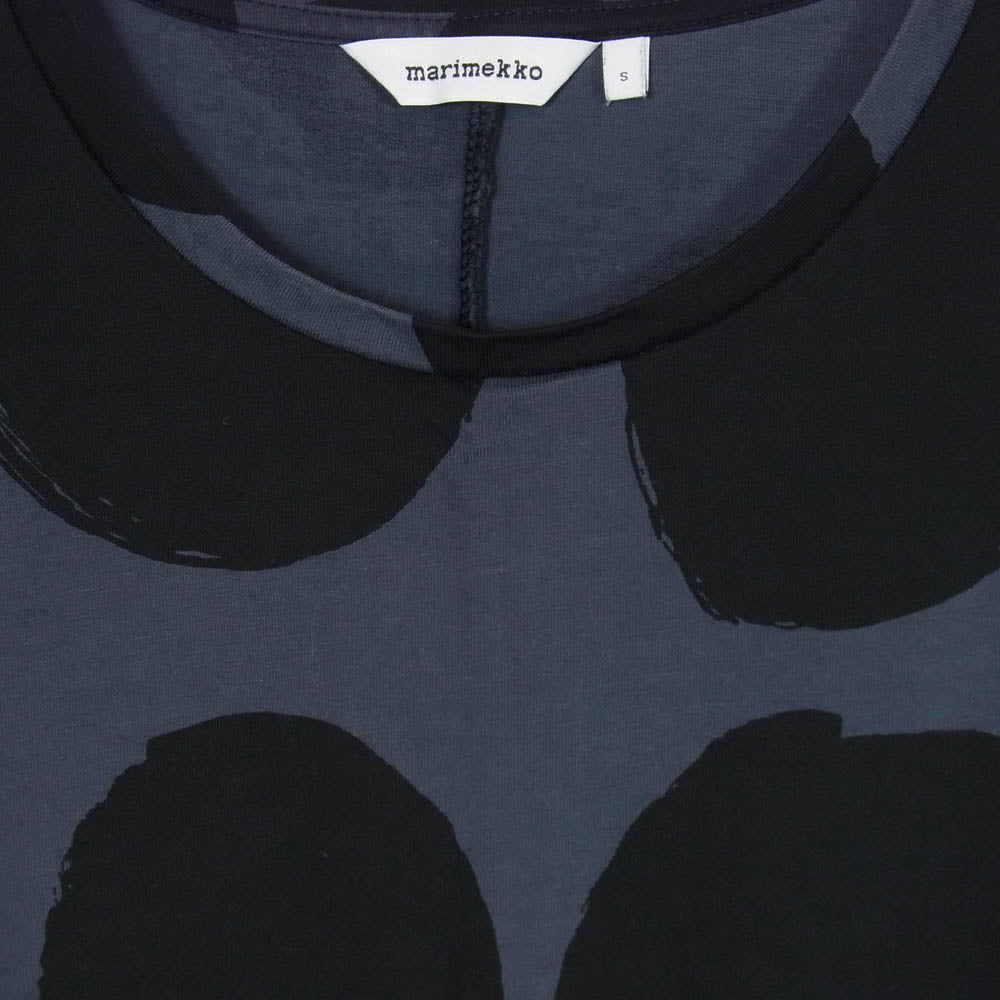 marimekko マリメッコ RANDI KOPPELO 総柄 半袖 ワンピース ダークグレー系 S【中古】