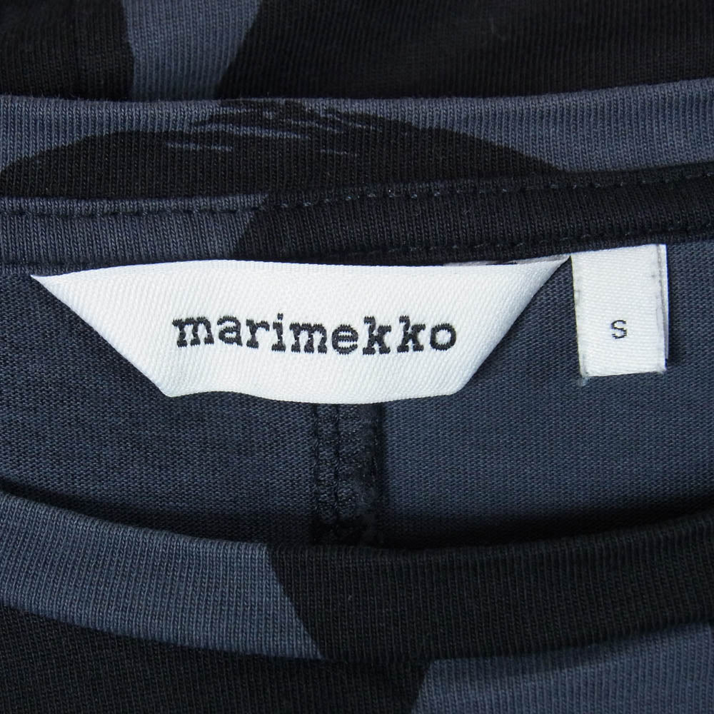marimekko マリメッコ RANDI KOPPELO 総柄 半袖 ワンピース ダークグレー系 S【中古】