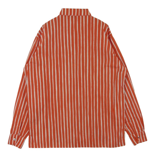 marimekko マリメッコ JOKAPOIKA ヨカポイカ 2017 ストライプ 長袖 シャツ オレンジ系 ホワイト系 朱色系 XS【中古】