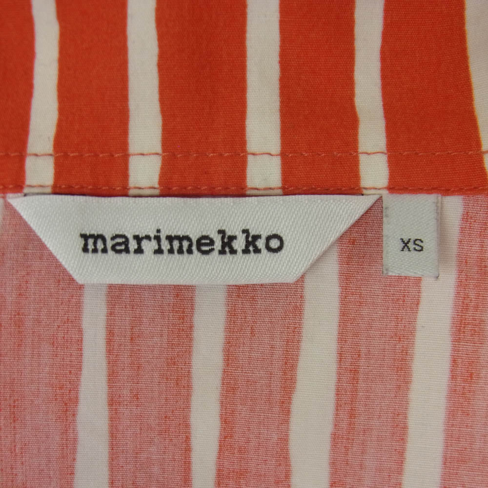 marimekko マリメッコ JOKAPOIKA ヨカポイカ 2017 ストライプ 長袖 シャツ オレンジ系 ホワイト系 朱色系 XS【中古】