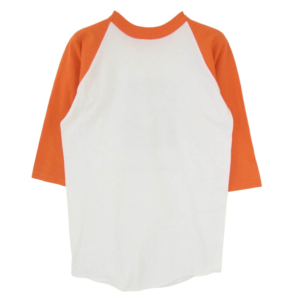 ヴィンテージ 90s USA製 soffe Comic Relief ラグラン プリント 七分丈 カットソー TEE オレンジ系 L【中古】