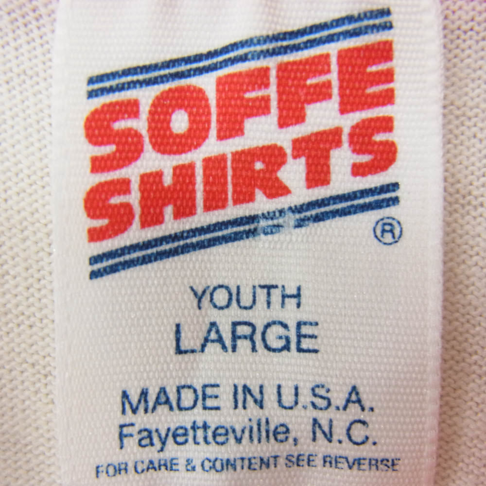 ヴィンテージ 90s USA製 soffe Comic Relief ラグラン プリント 七分丈 カットソー TEE オレンジ系 L【中古】