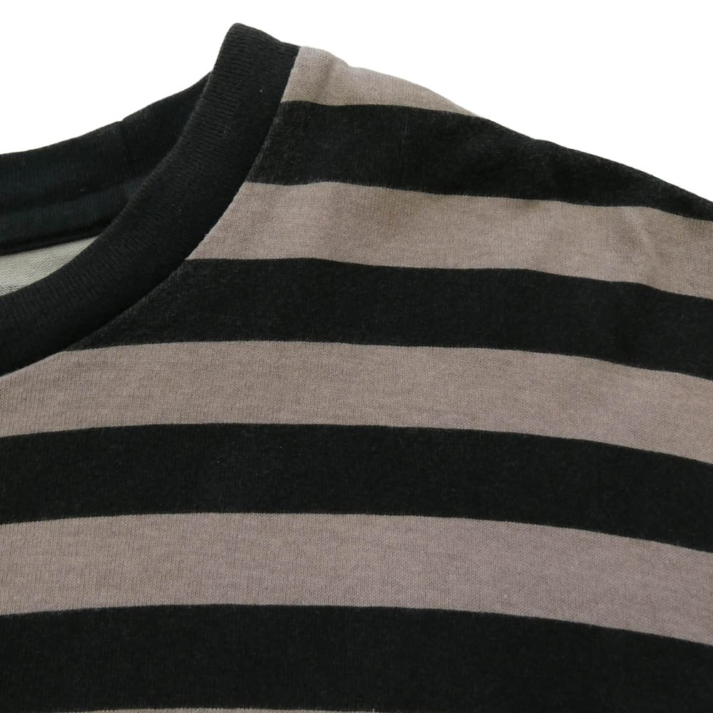 Supreme シュプリーム 22SS Reverse Stripe S/S Top リバースストライプ 半袖 ボーダー ロゴ Tシャツ カットソー ブラック系 ブラウン系 S【中古】