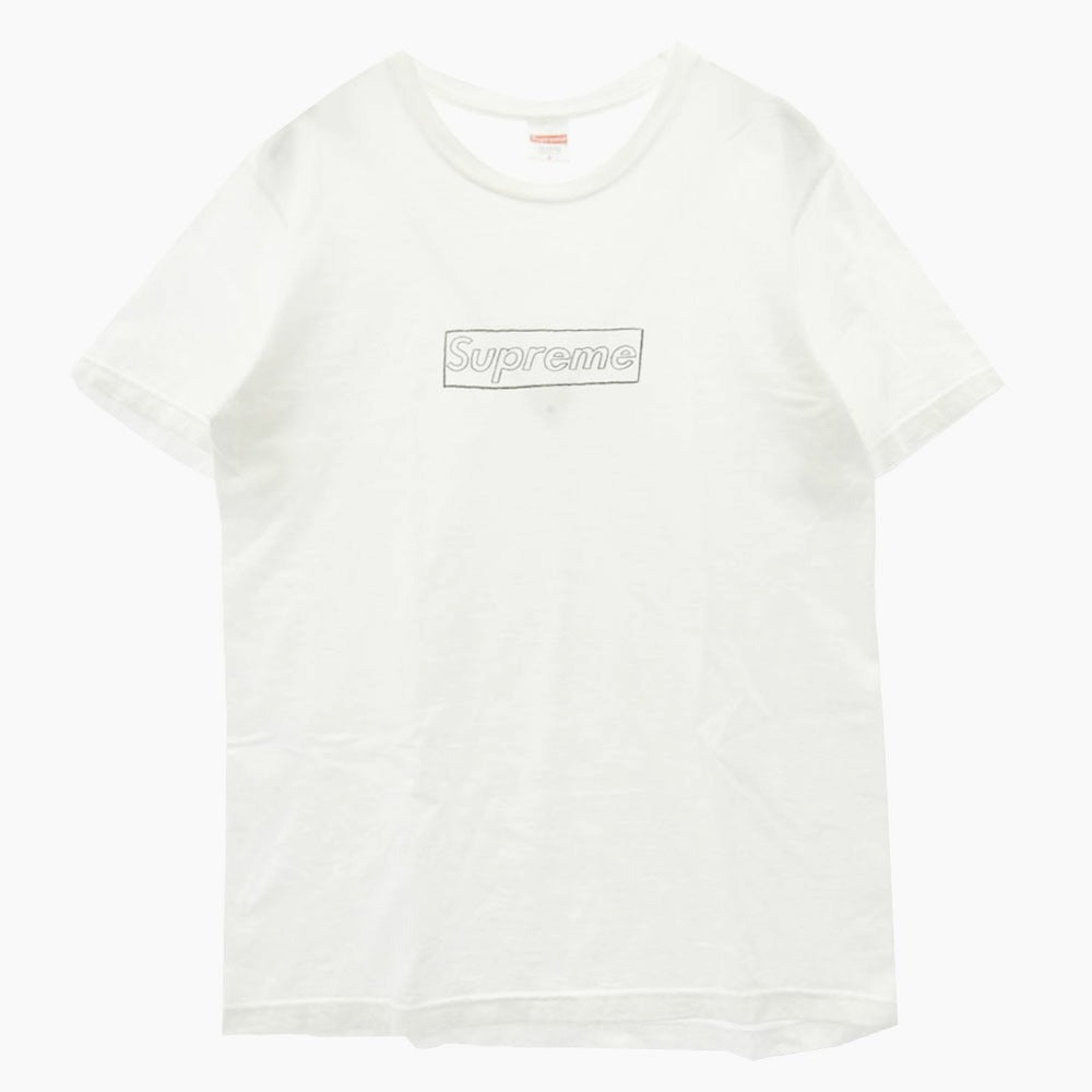 Supreme シュプリーム 21SS × KAWS Chalk Logo Tee カウズ チョーク ボックスロゴ クルーネック 半袖 Tシャツ カットソー ホワイト系 S【中古】