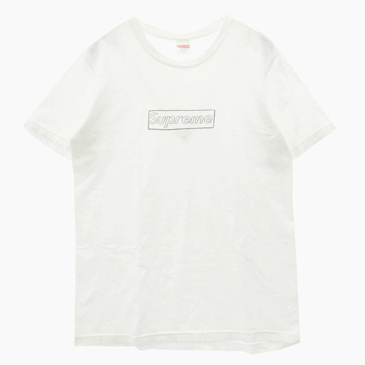 Supreme シュプリーム 21SS × KAWS Chalk Logo Tee カウズ チョーク ボックスロゴ クルーネック 半袖 Tシャツ カットソー ホワイト系 S【中古】