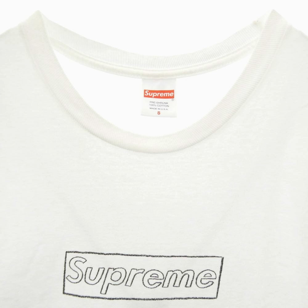 Supreme シュプリーム 21SS × KAWS Chalk Logo Tee カウズ チョーク ボックスロゴ クルーネック 半袖 Tシャツ カットソー ホワイト系 S【中古】