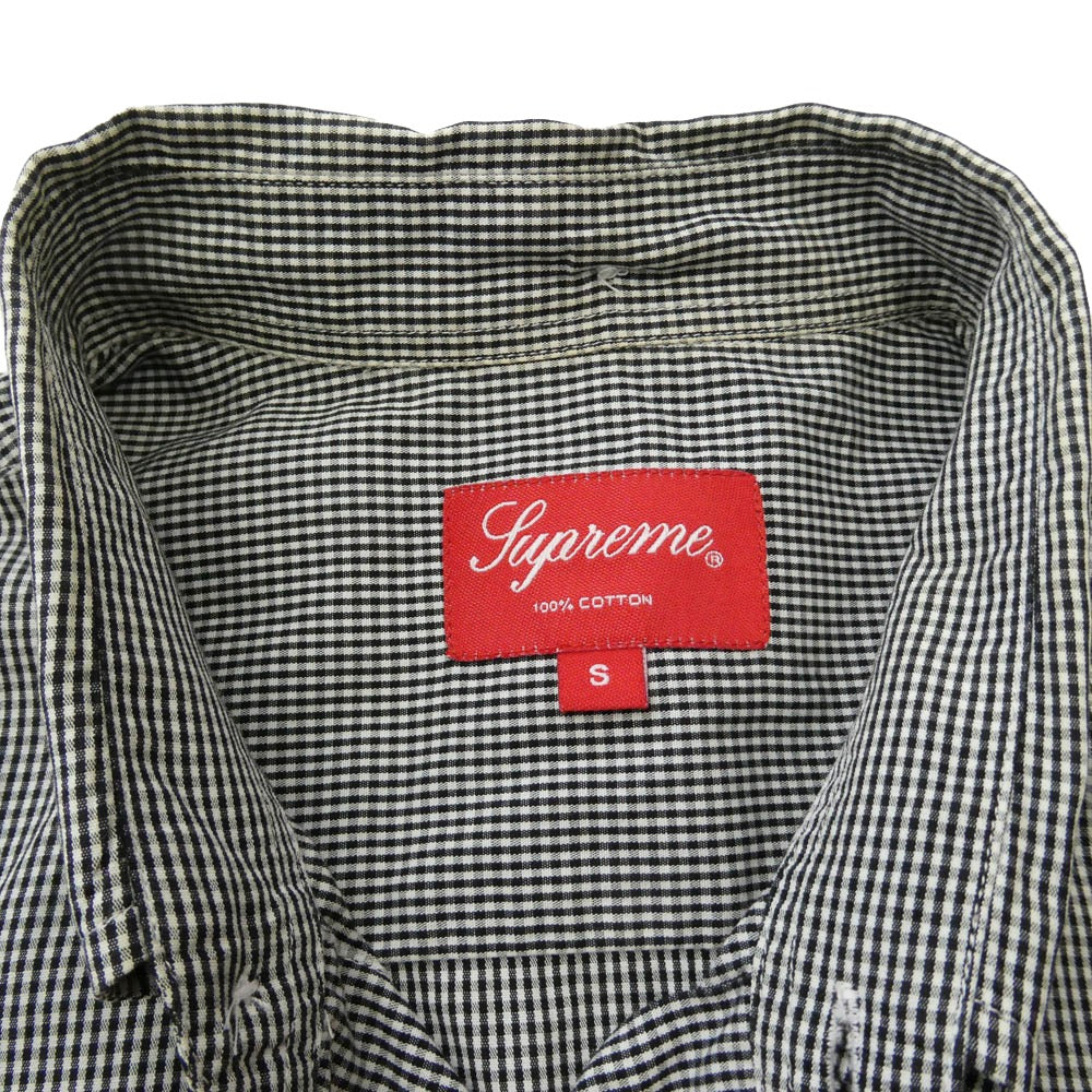 Supreme シュプリーム 14SS Mini Gingham Shirt ミニ ギンガムチェック 半袖 シャツ ブラック系 S【中古】