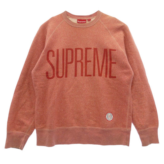 Supreme シュプリーム 10AW カナダ製 Collegiate Crew カレッジエイト クルー ラグラン 霜降り ロゴ スウェット トレーナー ピンク系 M【中古】