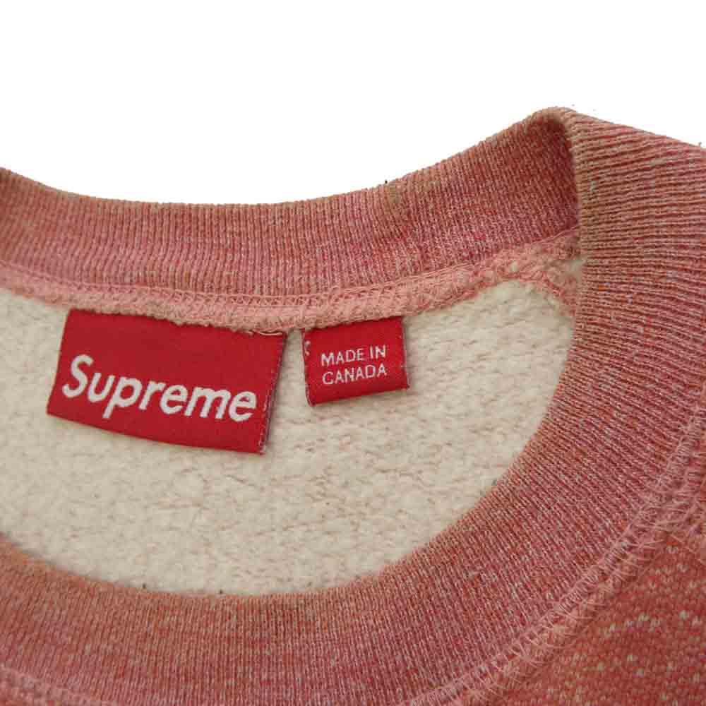 Supreme シュプリーム 10AW カナダ製 Collegiate Crew カレッジエイト クルー ラグラン 霜降り ロゴ スウェット トレーナー ピンク系 M【中古】