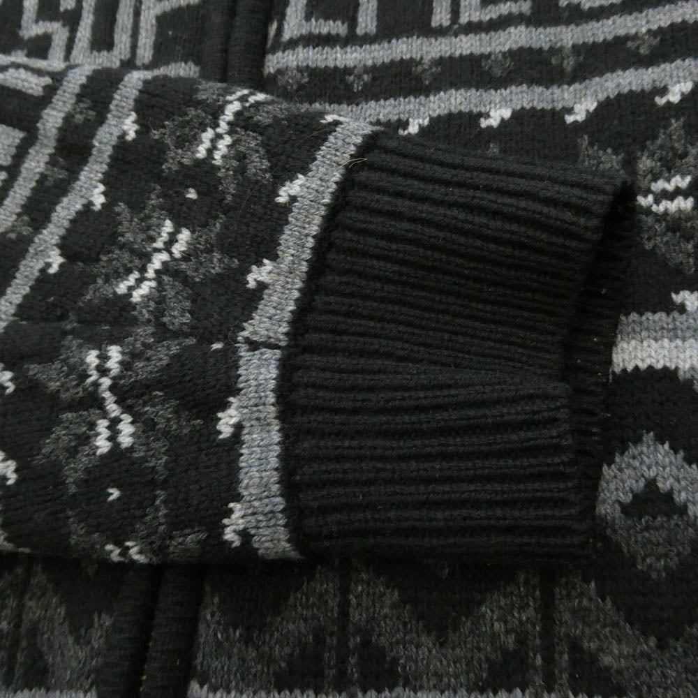 Supreme シュプリーム 22AW NT522121 × THE NORTH FACE Zip Up Hooded Sweater ジップアップ フーデッド ノルディック柄 セーター ニット パーカー ブラック系 L【中古】