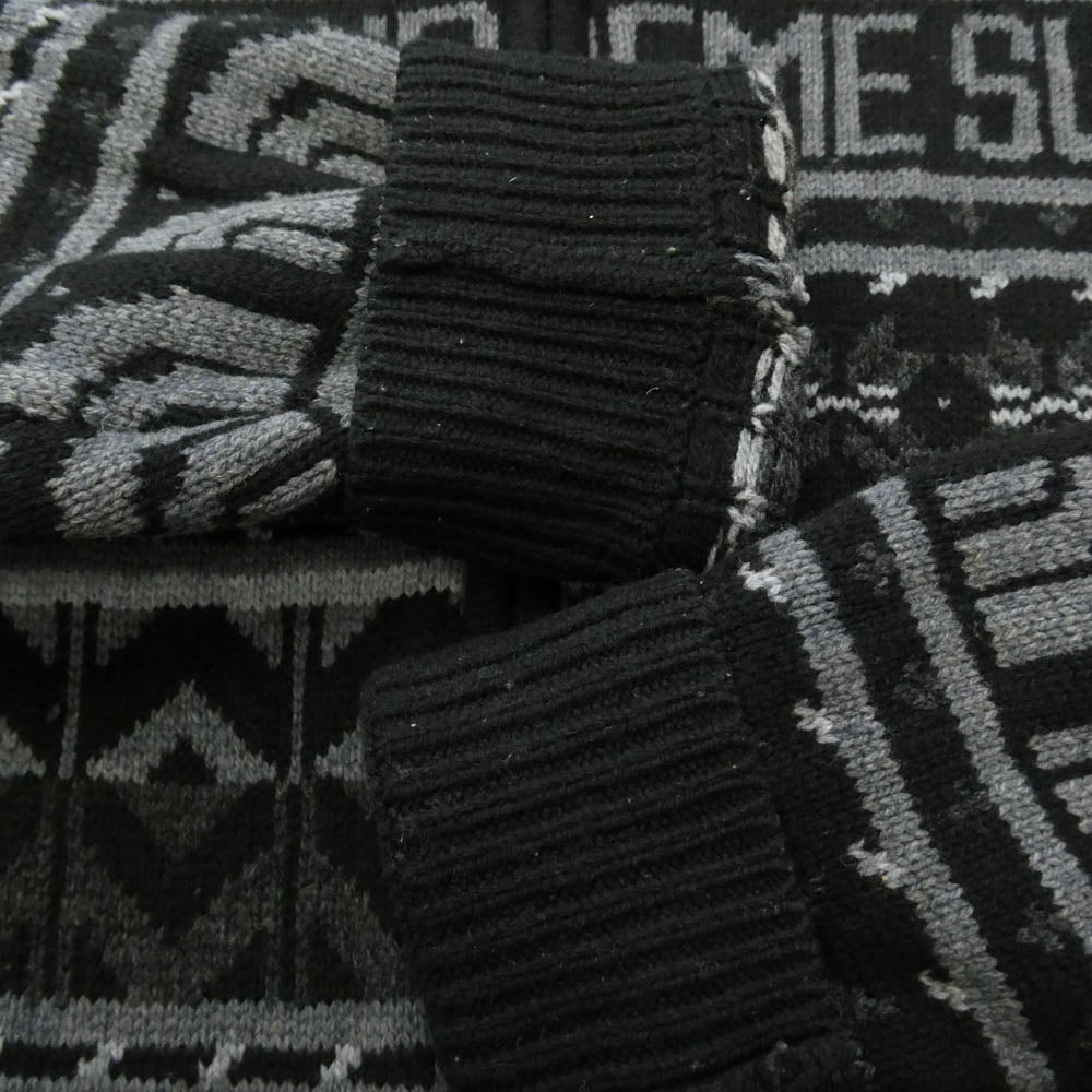 Supreme シュプリーム 22AW NT522121 × THE NORTH FACE Zip Up Hooded Sweater ジップアップ フーデッド ノルディック柄 セーター ニット パーカー ブラック系 L【中古】