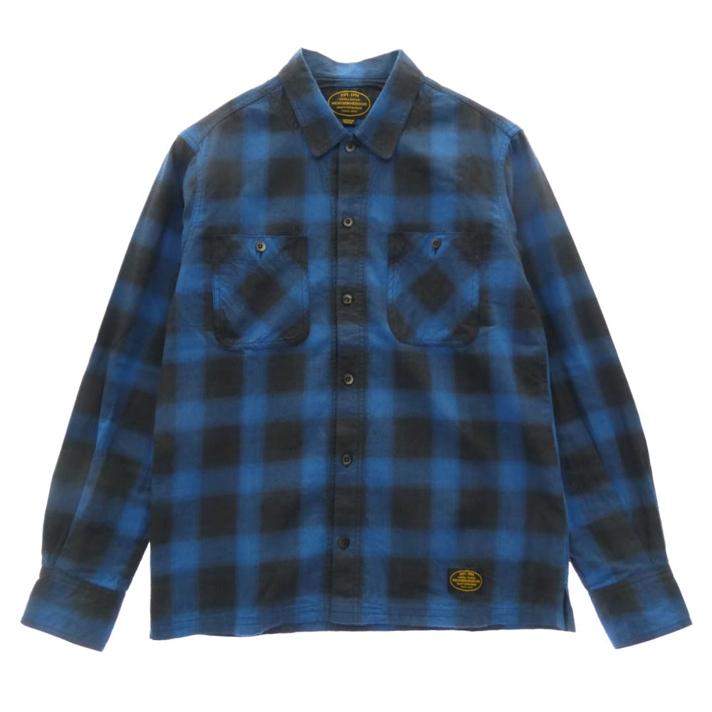 NEIGHBORHOOD ネイバーフッド 16SS 161ARNH-SHM04 B&C/C-SHIRT.LS オンブレ チェック 長袖 ネルシャツ ブルー系 ブラック系 M【中古】