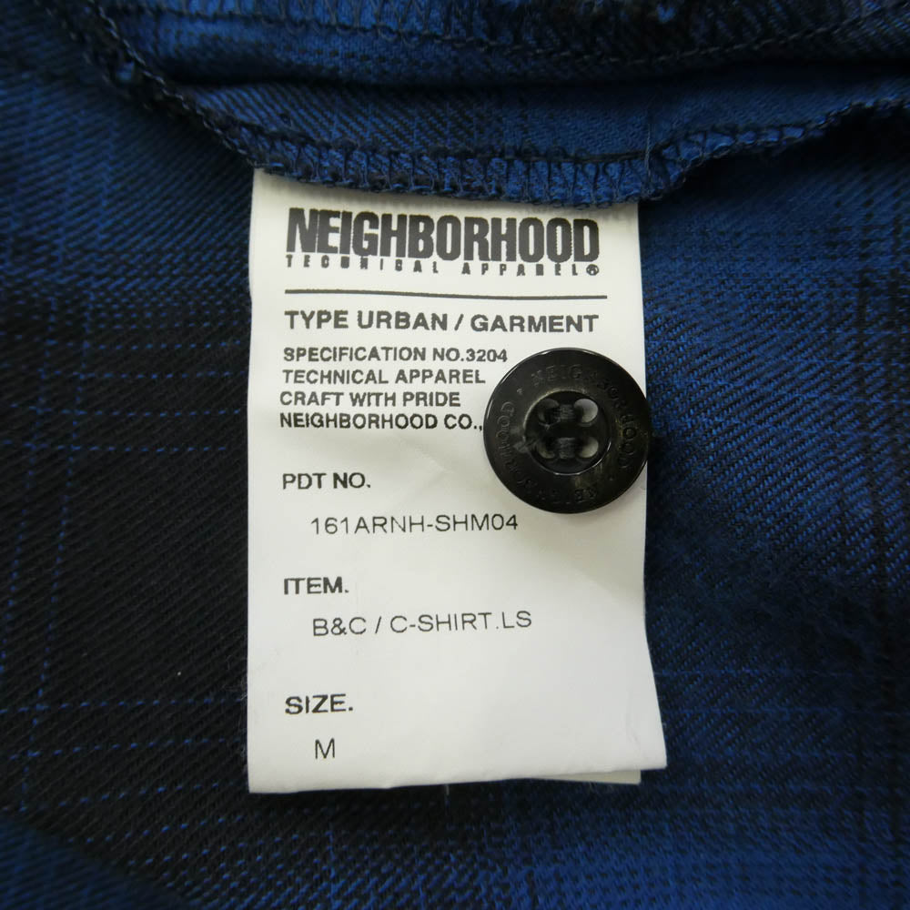 NEIGHBORHOOD ネイバーフッド 16SS 161ARNH-SHM04 B&C/C-SHIRT.LS オンブレ チェック 長袖 ネルシャツ ブルー系 ブラック系 M【中古】
