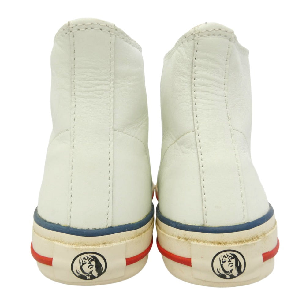HYSTERIC GLAMOUR ヒステリックグラマー ロゴ レザー ハイカット スニーカー オフホワイト系 6【中古】