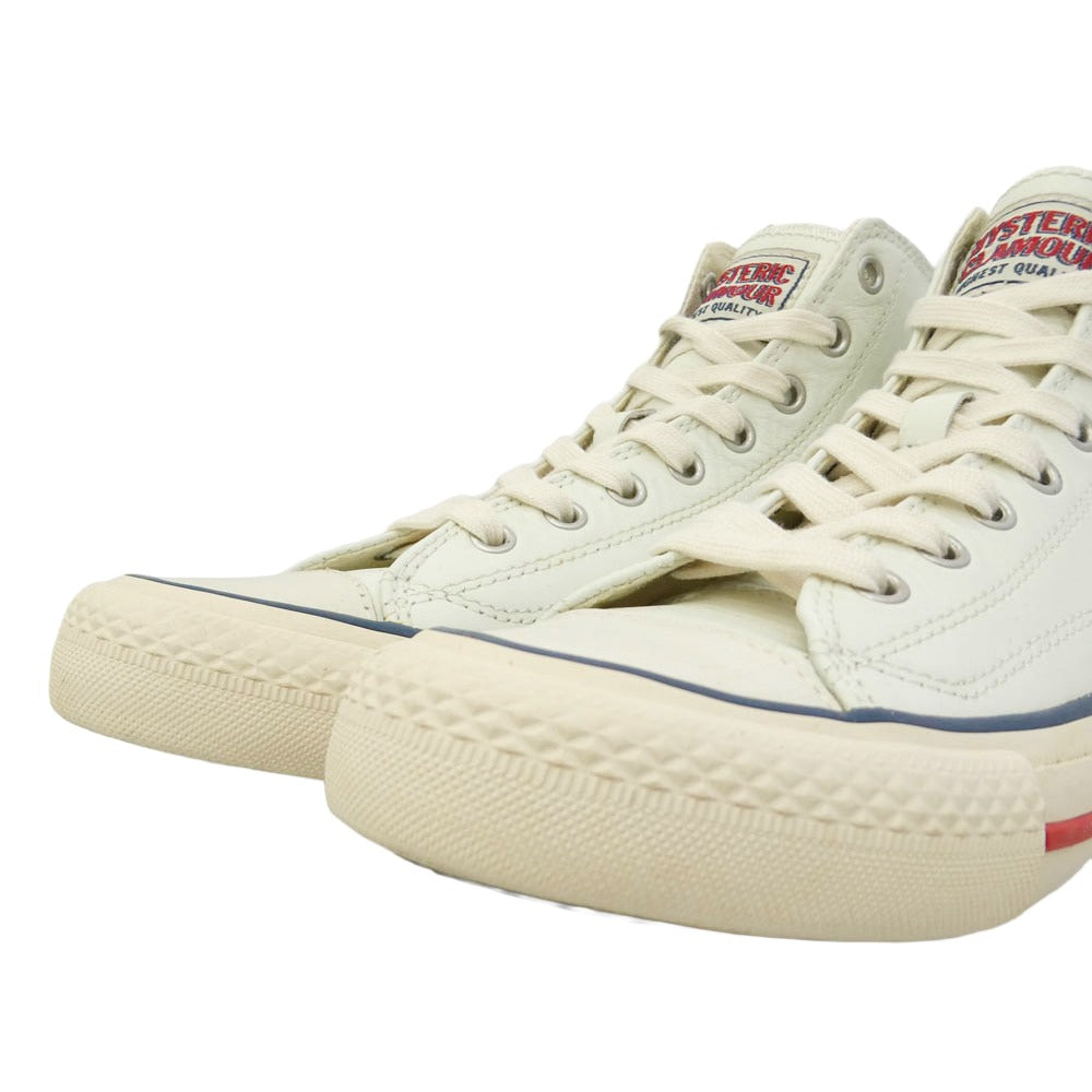HYSTERIC GLAMOUR ヒステリックグラマー ロゴ レザー ハイカット スニーカー オフホワイト系 6【中古】