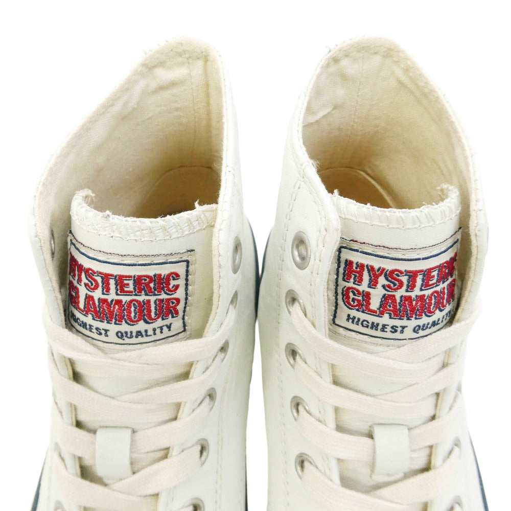 HYSTERIC GLAMOUR ヒステリックグラマー ロゴ レザー ハイカット スニーカー オフホワイト系 6【中古】