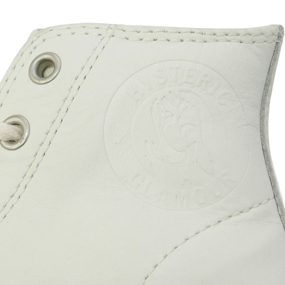 HYSTERIC GLAMOUR ヒステリックグラマー ロゴ レザー ハイカット スニーカー オフホワイト系 6【中古】