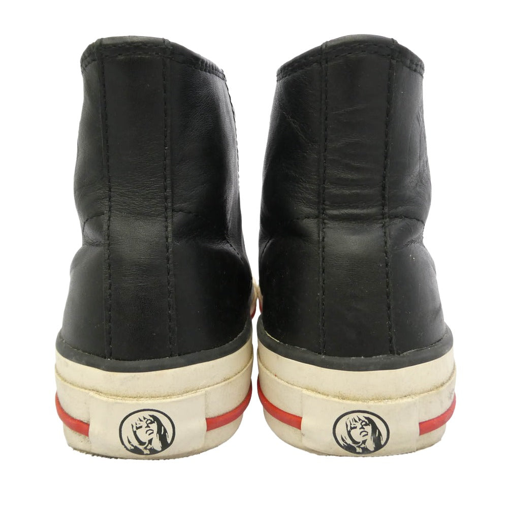 HYSTERIC GLAMOUR ヒステリックグラマー ロゴ レザー ハイカット スニーカー ブラック系 6【中古】