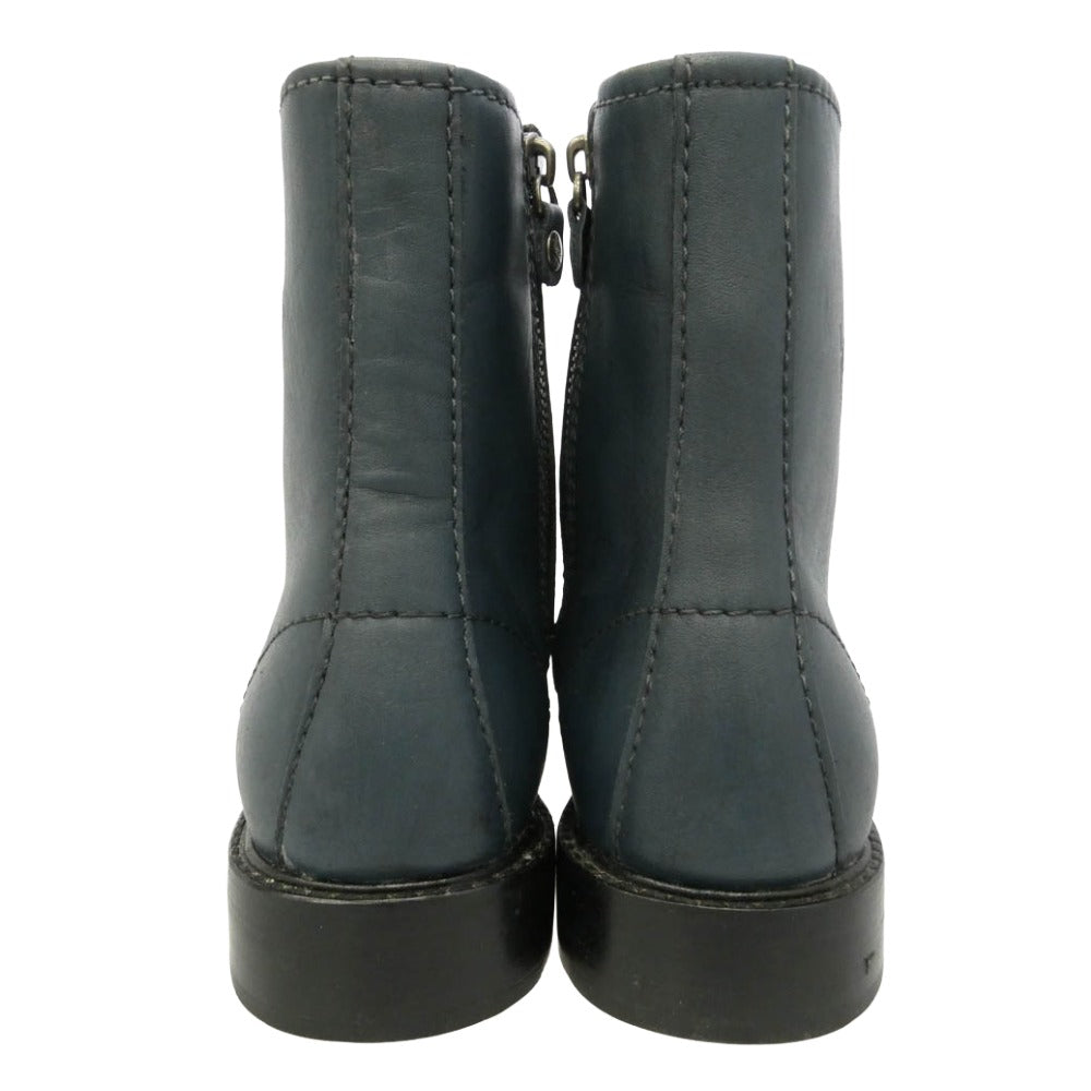 HYSTERIC GLAMOUR ヒステリックグラマー 0114QS031 ロゴ型押し サイドジップ レースアップ レザー ブーツ ブラック系 6【中古】