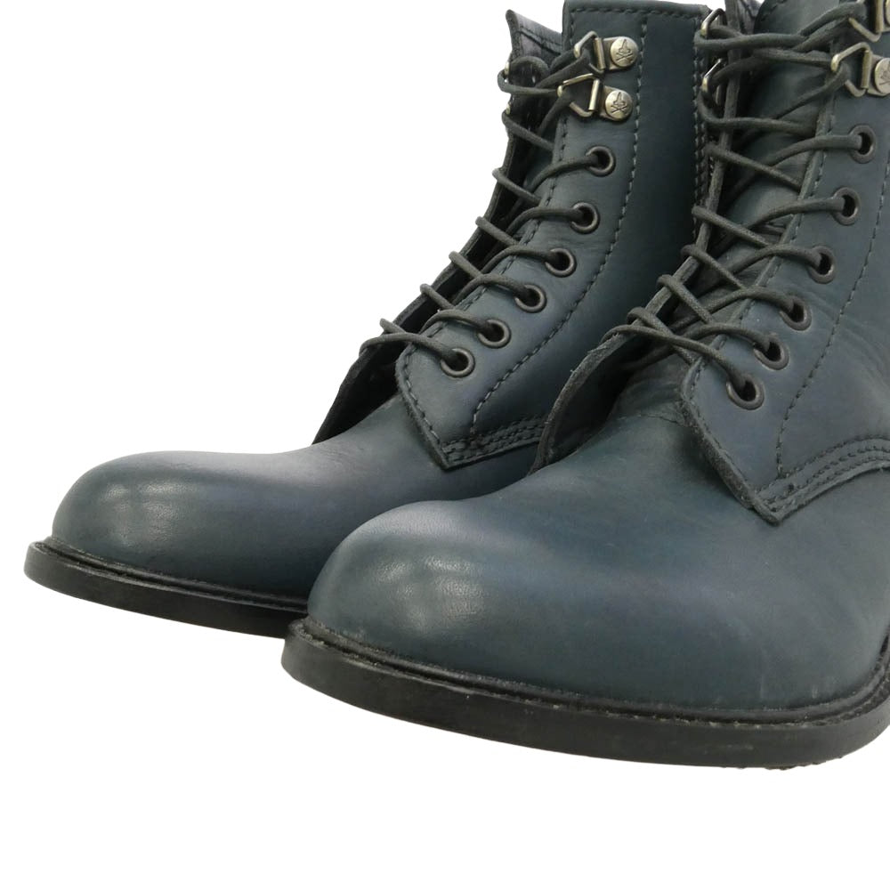 HYSTERIC GLAMOUR ヒステリックグラマー 0114QS031 ロゴ型押し サイドジップ レースアップ レザー ブーツ ブラック系 6【中古】