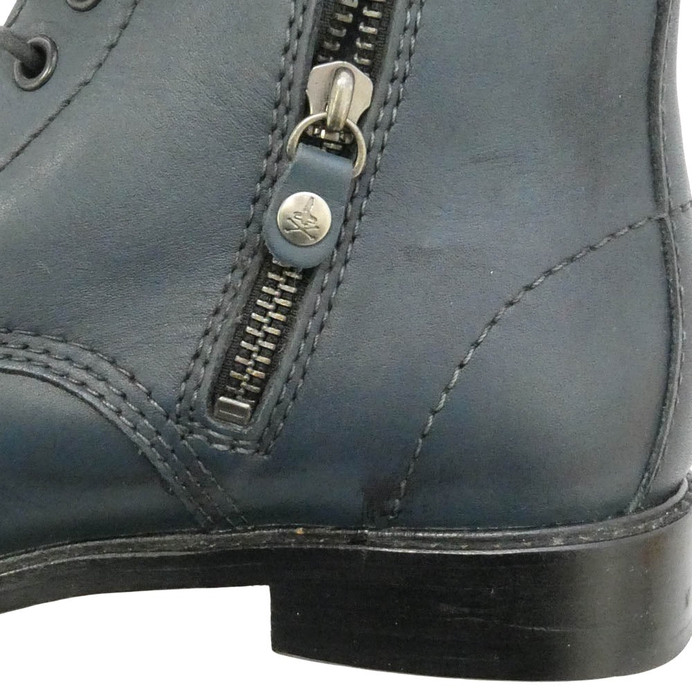 HYSTERIC GLAMOUR ヒステリックグラマー 0114QS031 ロゴ型押し サイドジップ レースアップ レザー ブーツ ブラック系 6【中古】