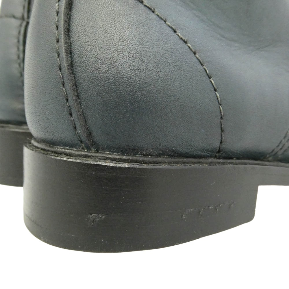 HYSTERIC GLAMOUR ヒステリックグラマー 0114QS031 ロゴ型押し サイドジップ レースアップ レザー ブーツ ブラック系 6【中古】