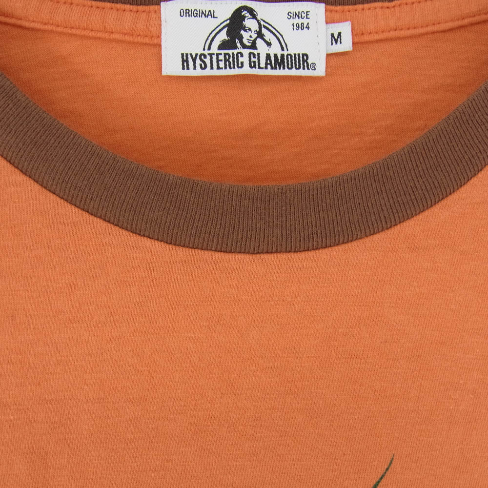 HYSTERIC GLAMOUR ヒステリックグラマー 19SS 02192CT09 両面プリント トリム Tシャツ 半袖カットソー オレンジ系 M【中古】