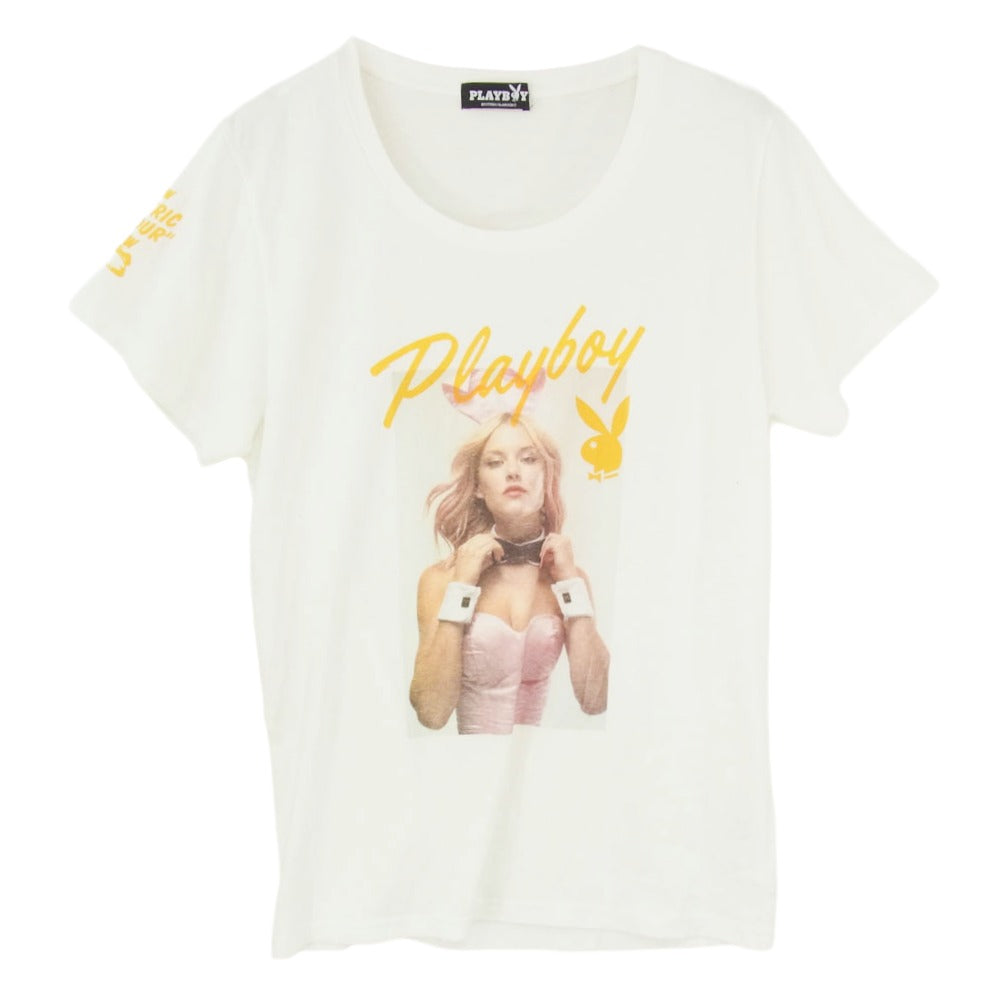 HYSTERIC GLAMOUR ヒステリックグラマー 11181CT03 × PLAY BOY プレイボーイ ロゴプリント Tシャツ 半袖カットソー オフホワイト系 FREE【中古】