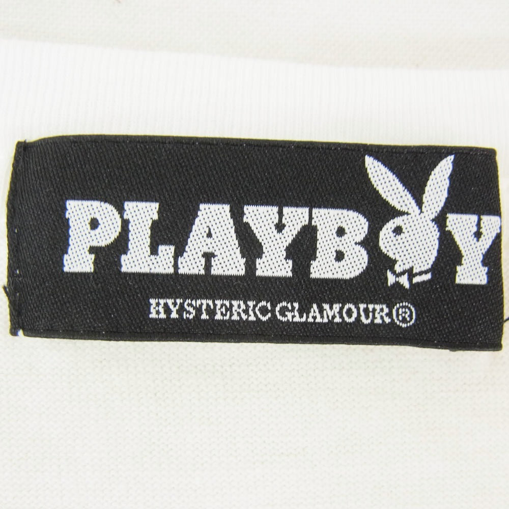 HYSTERIC GLAMOUR ヒステリックグラマー 11181CT03 × PLAY BOY プレイボーイ ロゴプリント Tシャツ 半袖カットソー オフホワイト系 FREE【中古】
