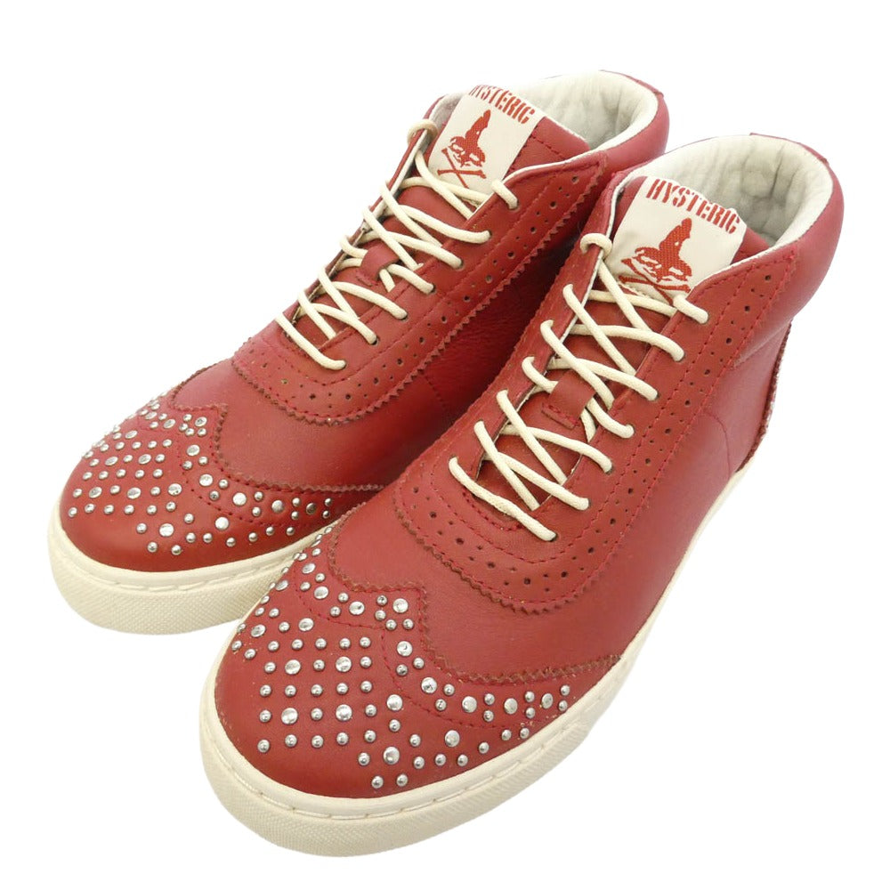 HYSTERIC GLAMOUR ヒステリックグラマー スタッズ ハイカット スニーカー レッド系 6【中古】