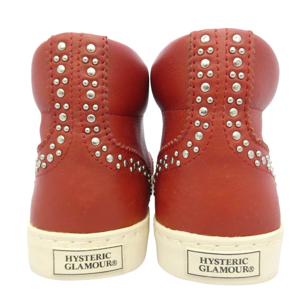 HYSTERIC GLAMOUR ヒステリックグラマー スタッズ ハイカット スニーカー レッド系 6【中古】