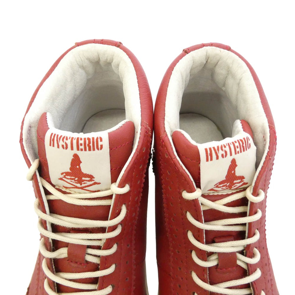 HYSTERIC GLAMOUR ヒステリックグラマー スタッズ ハイカット スニーカー レッド系 6【中古】