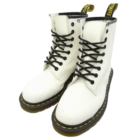 Dr.Martens ドクターマーチン 1460 ８ホール レザー ショート ブーツ ホワイト系 ブラック系 UK5【中古】