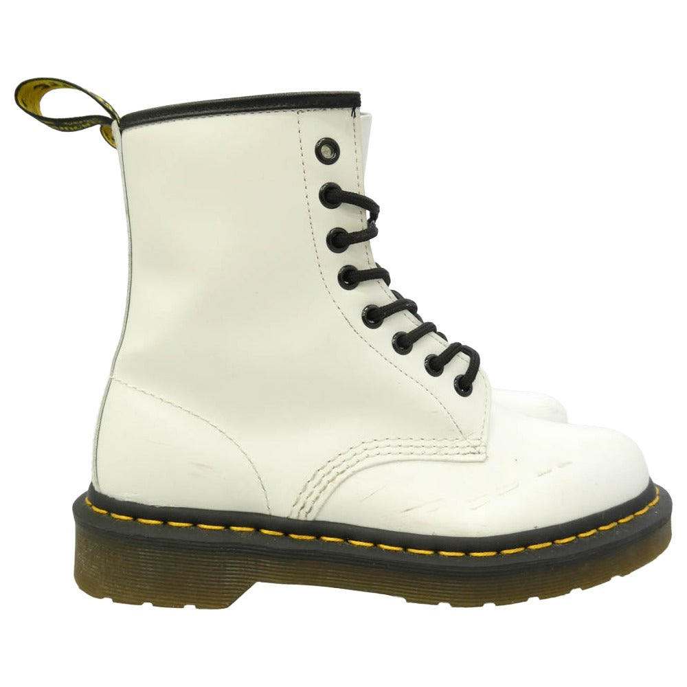 Dr.Martens ドクターマーチン 1460 ８ホール レザー ショート ブーツ ホワイト系 ブラック系 UK5【中古】