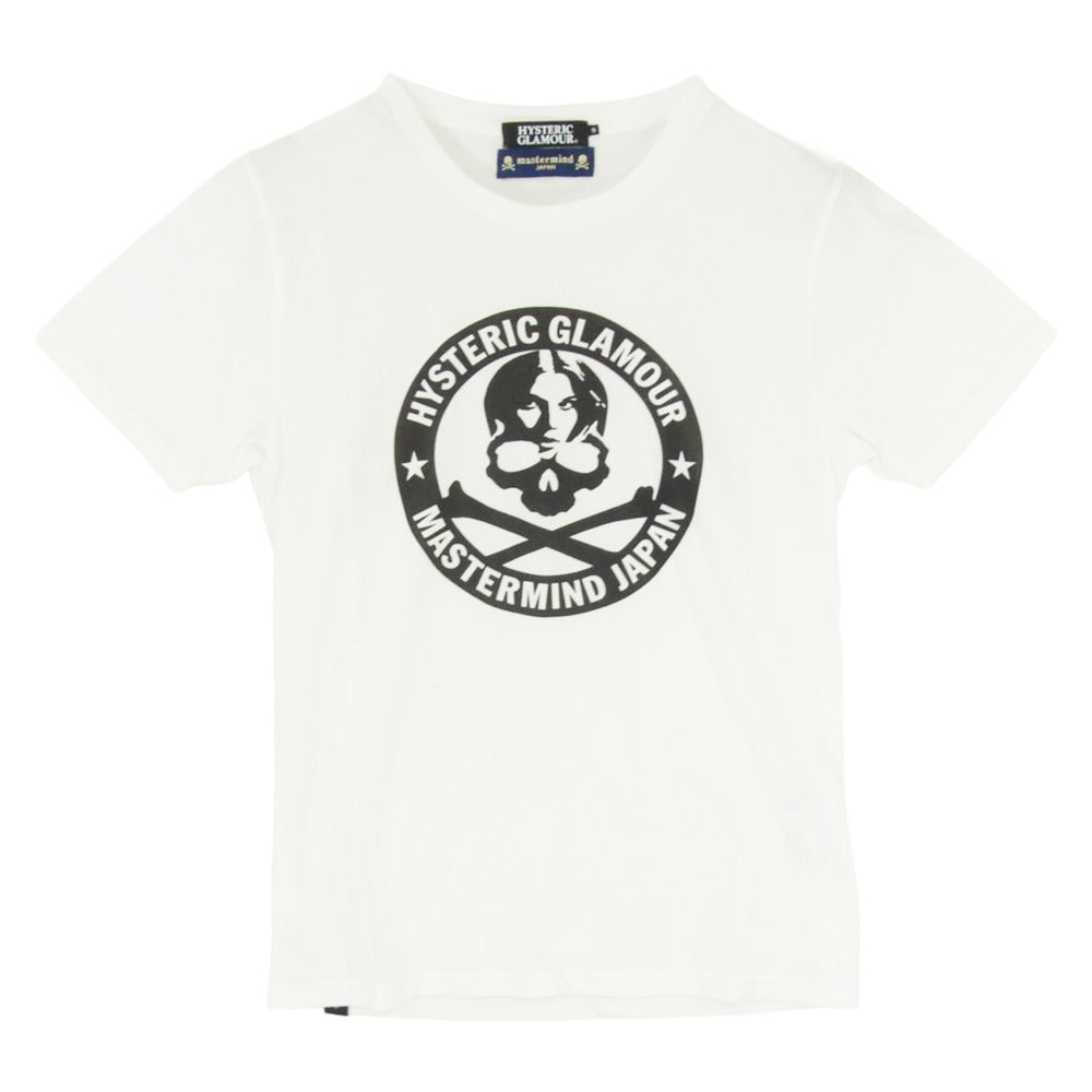 HYSTERIC GLAMOUR ヒステリックグラマー 0233CT24 × mastermind JAPAN マスターマインドジャパン ガール スカル プリント Tシャツ 半袖カットソー ホワイト系 M【中古】