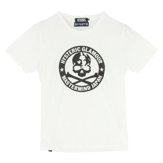 HYSTERIC GLAMOUR ヒステリックグラマー 0233CT24 × mastermind JAPAN マスターマインドジャパン ガール スカル プリント Tシャツ 半袖カットソー ホワイト系 M【中古】