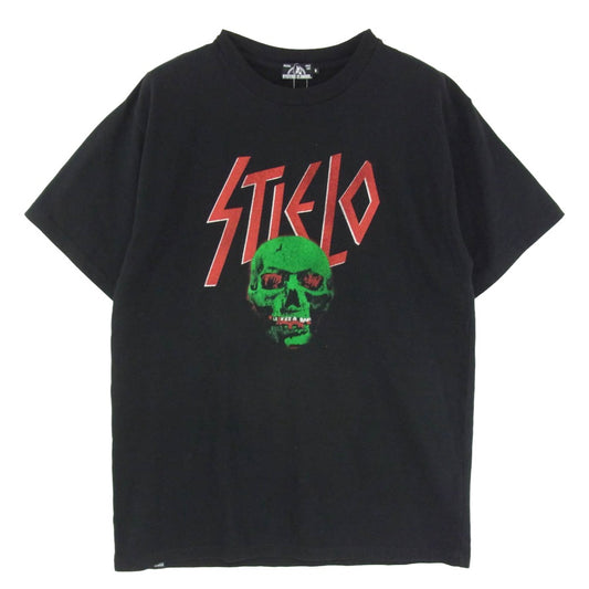 HYSTERIC GLAMOUR ヒステリックグラマー 18AW 02183CT30 Stie-lo DEATH SONG TSUYOSHI NOGUCHI 野口強 グラフィックプリント Tシャツ 半袖カットソー ブラック系 S【中古】