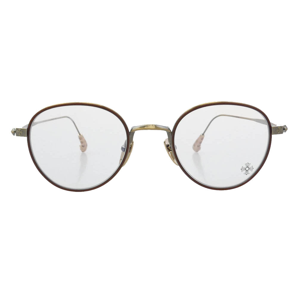 CHROME HEARTS クロムハーツ（原本無） 49□22-150 BONE PRONE IV 18KGP CHプラス テンプル メタル 眼鏡 アイウェア ゴールド フレーム：ブラウン系、ゴールド系　レンズ：クリア系 49□22-150【極上美品】【中古】